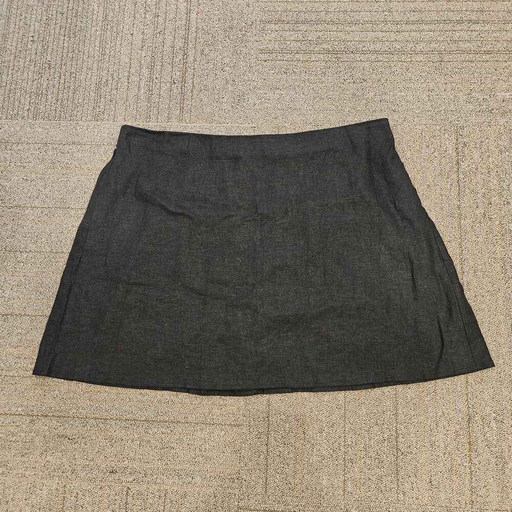 Gap Linen Mini Skirt True Black Linen Blend Women Size XL Elastic Back Waist